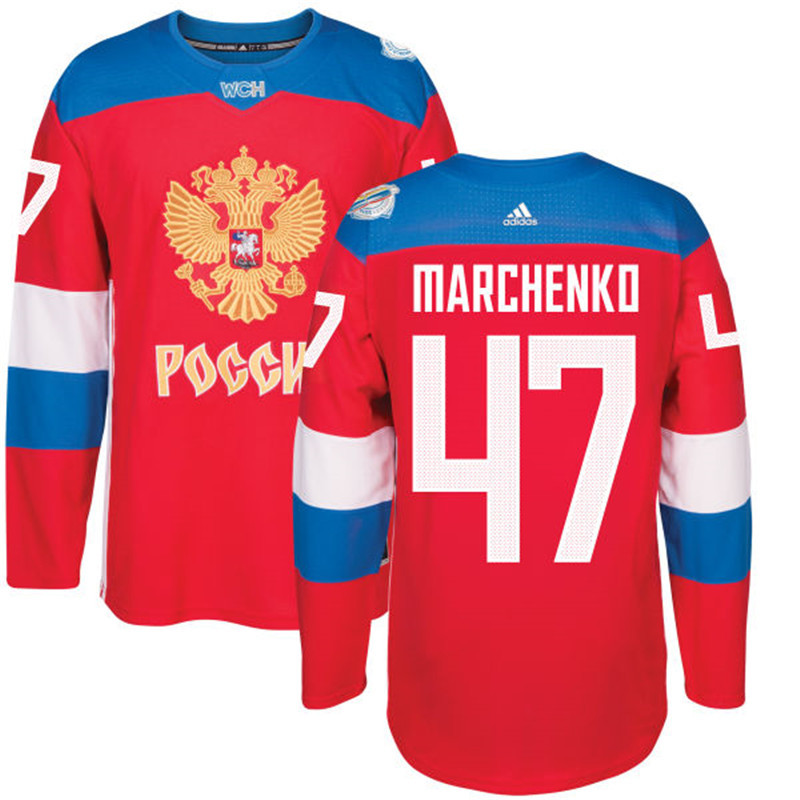 Russia 47 Alexei Marchenko Red 2016 World Cup Of Hockey Premier Player Jersey