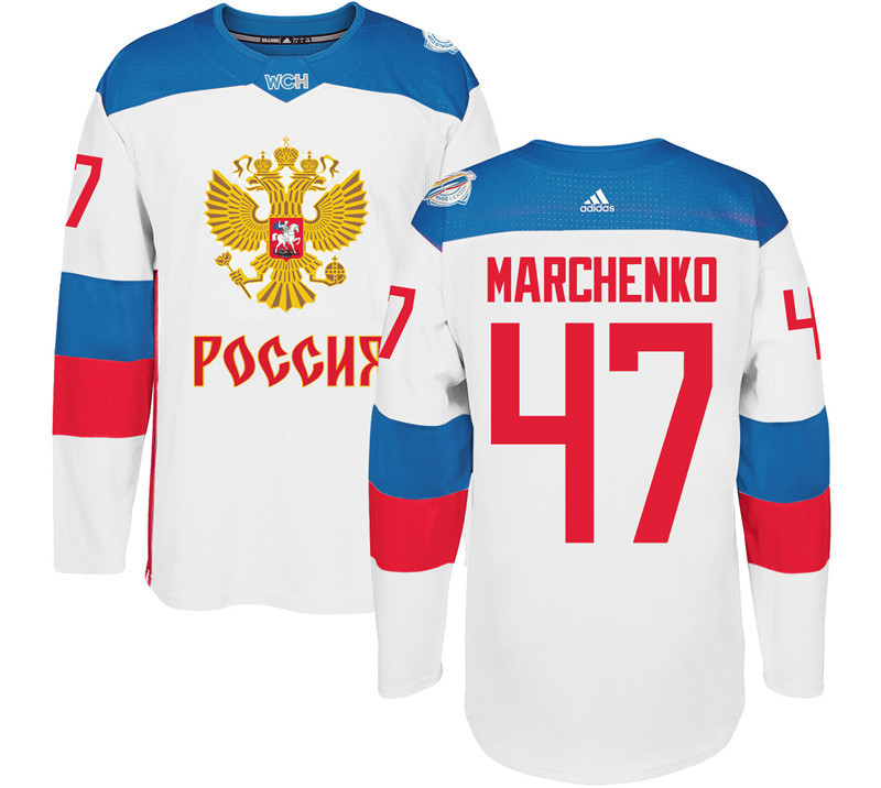Russia 47 Alexei Marchenko White 2016 World Cup Of Hockey Premier Player Jersey