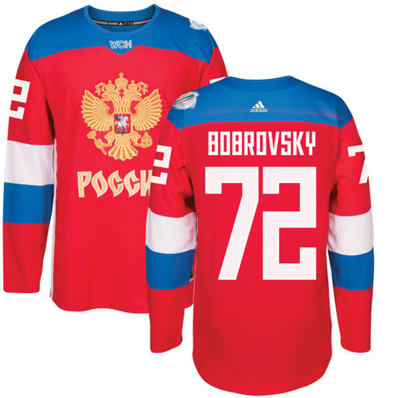 Russia 72 Sergei Bobrovsky Red 2016 World Cup Of Hockey Premier Player Jersey