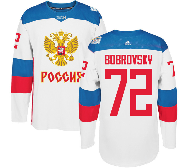 Russia 72 Sergei Bobrovsky White 2016 World Cup Of Hockey Premier Player Jersey - Click Image to Close