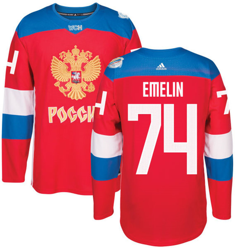 Russia 74 Alexei Emelin Red 2016 World Cup Of Hockey Premier Player Jersey