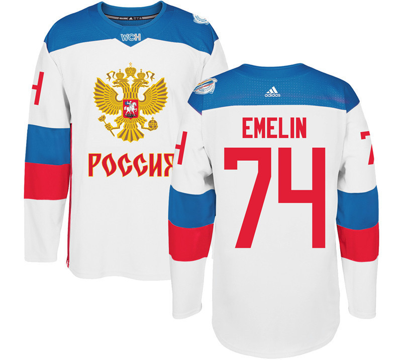 Russia 74 Alexei Emelin White 2016 World Cup Of Hockey Premier Player Jersey