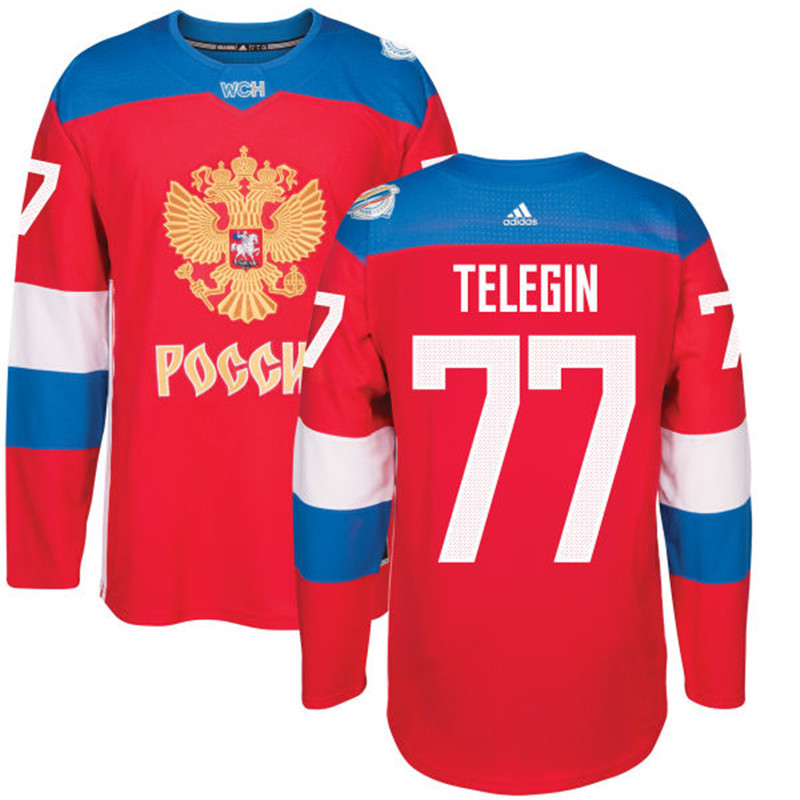Russia 77 Ivan Telegin Red 2016 World Cup Of Hockey Premier Player Jersey