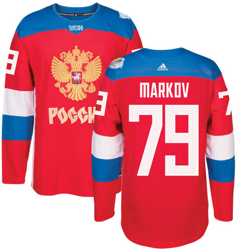 Russia 79 Andrei Markov Red 2016 World Cup Of Hockey Premier Player Jersey