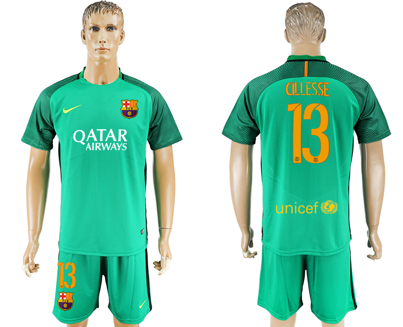 2016-17 Barcelona 13 CILLESSE Green Goalkeeper Soccer Jersey