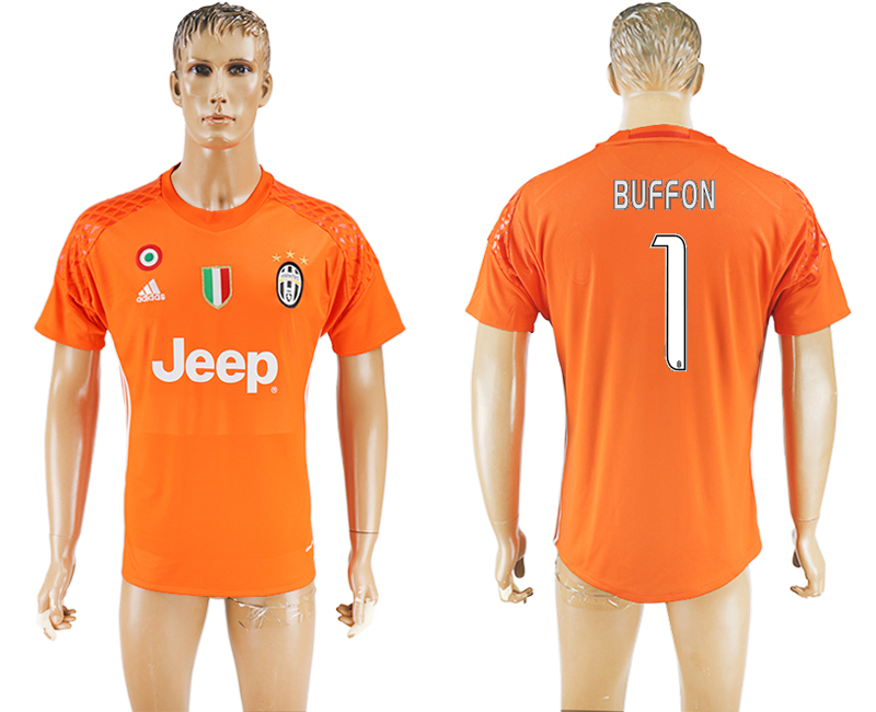 2016-17 Juventus 1 BUFFON Orange Goalkeeper Thailand Soccer Jersey
