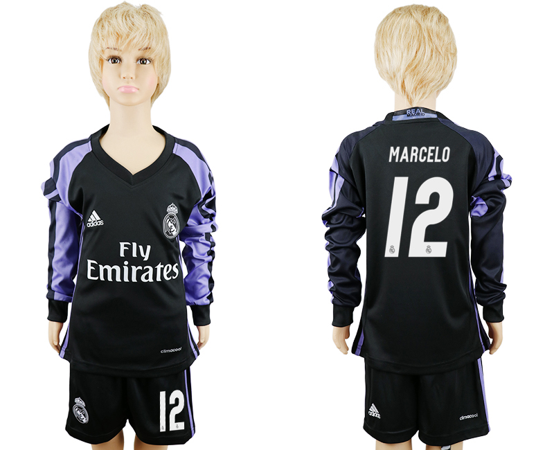 2016-17 Real Madrid 12 MARCELO Third Away Youth Long Sleeve Soccer Jersey