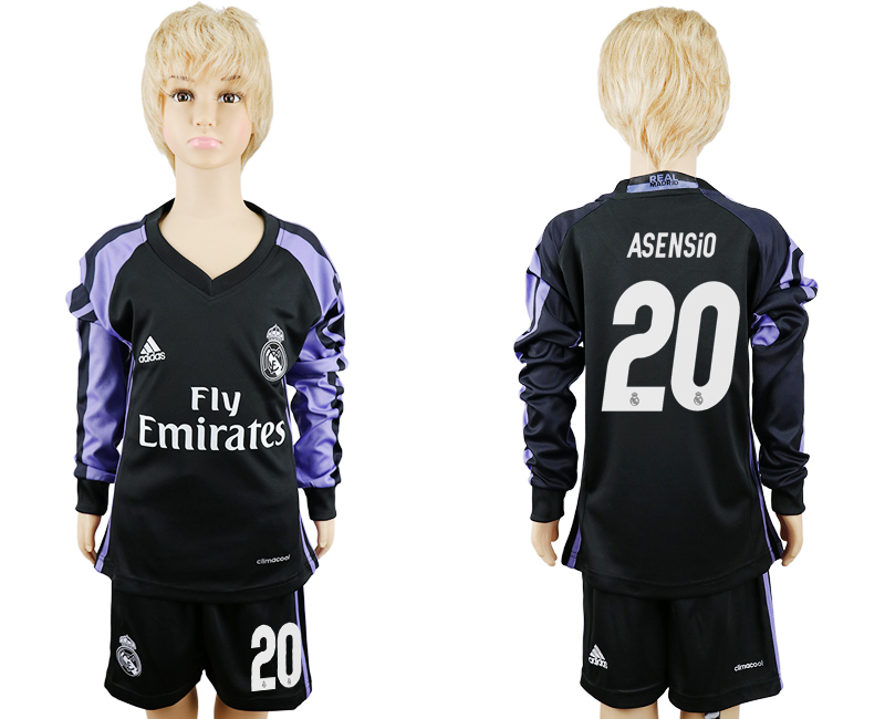 2016-17 Real Madrid 20 ASENSIO Third Away Youth Long Sleeve Soccer Jersey