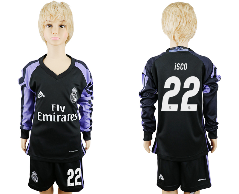 2016-17 Real Madrid 22 ISCO Third Away Youth Long Sleeve Soccer Jersey
