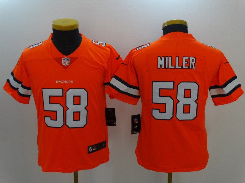 Nike Broncos 58 Von Miller Orange Color Rush Youth Limited Jersey