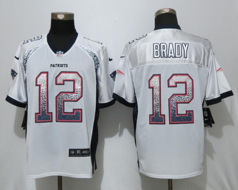 Nike Patriots 12 Tom Brady White Drift Fashion Elite Jersey