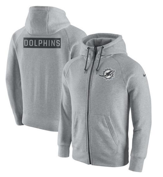 Miami Dolphins Nike Gridiron Gray 2.0 Full-Zip Hoodie Ash