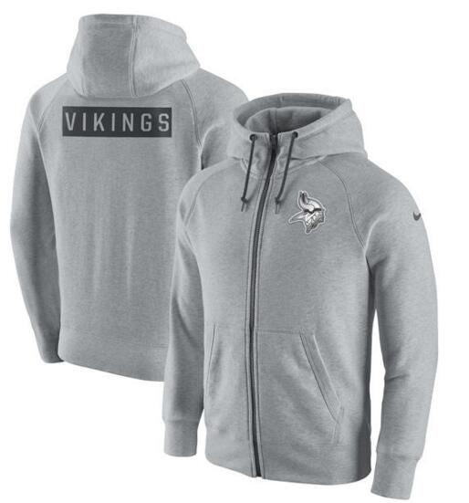 Minnesota Vikings Nike Gridiron Gray 2.0 Full Zip Hoodie Ash