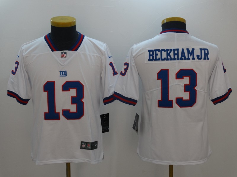 Nike Giants 13 Odell Beckham Jr White Color Rush Youth Limited Jersey - Click Image to Close