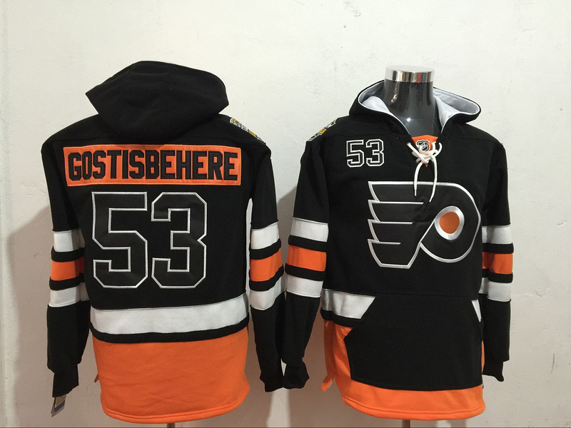 Flyers 53 Shayne Gostisbehere Black All Stitched Hooded Sweatshirt