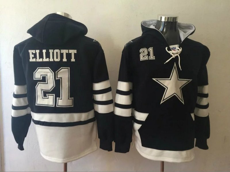 Nike Cowboys 21 Ezekiel Elliott Navy All Stitched Hooded Sweatshirt