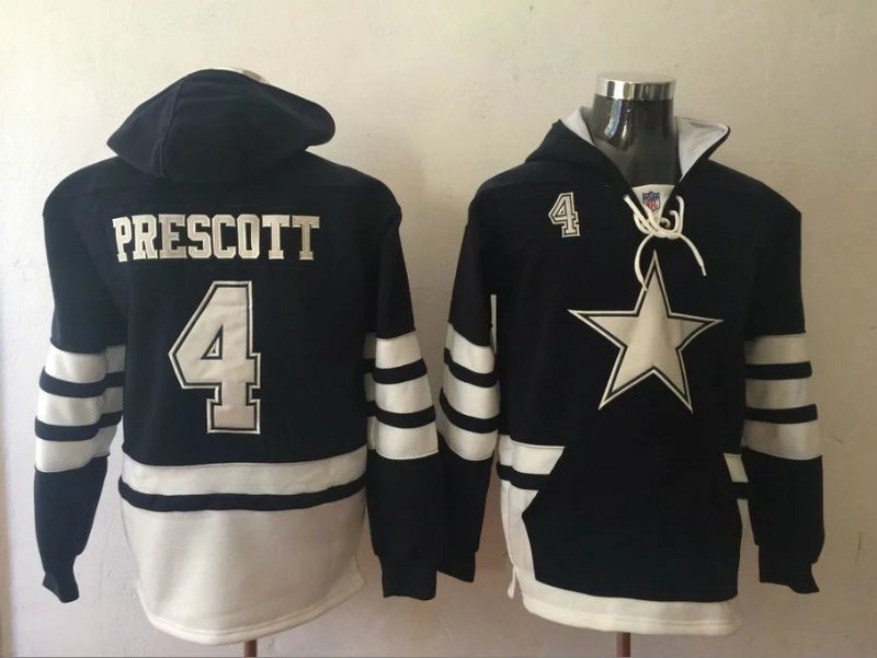 Nike Cowboys 4 Dak Prescott Navy All Stitched Hooded Sweatshirt - Click Image to Close
