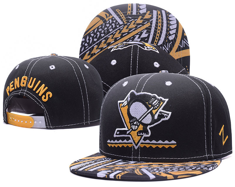 Penguins Team Logo Black Adjustable Hat GS