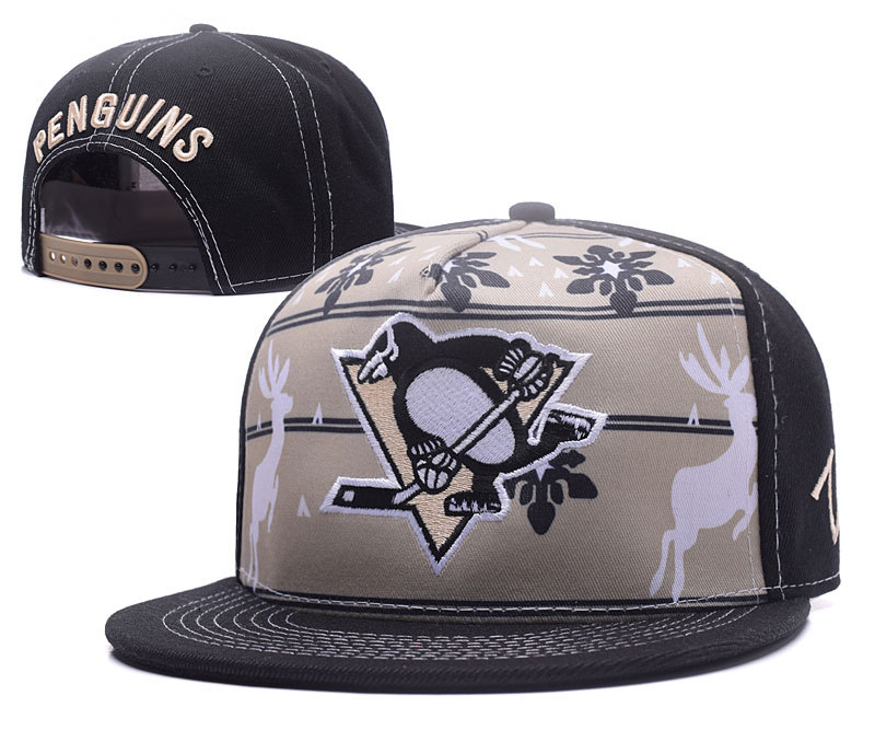 Penguins Team Logo Brown & Black Adjustable Hat GS