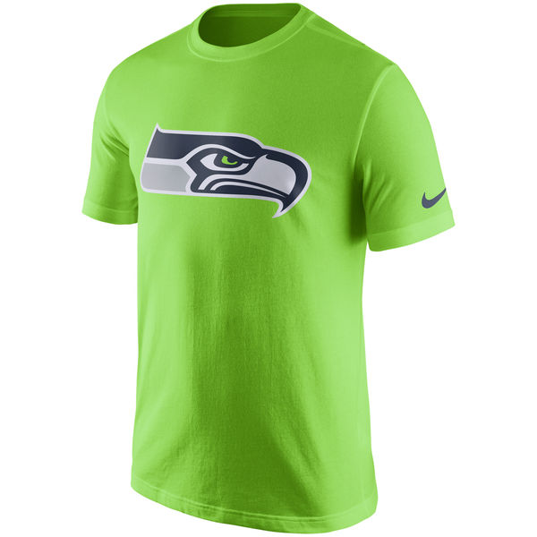 Seattle Seahawks Nike Neon Green Essential Logo T-Shirt