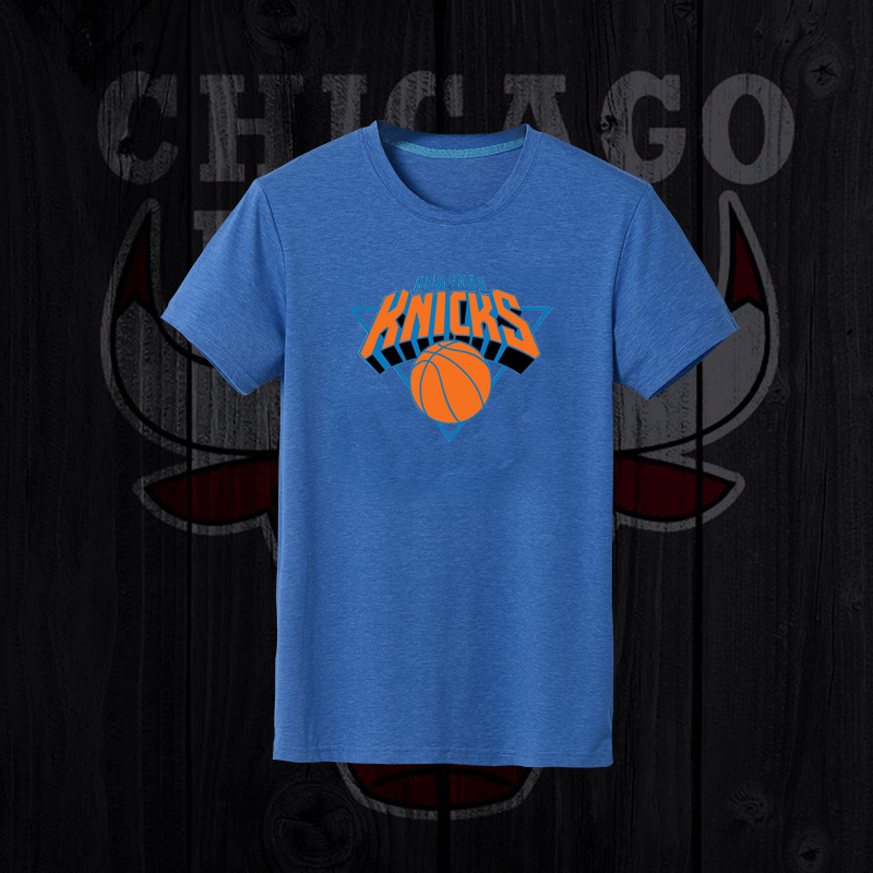 Knicks Fresh Logo Blue Men's Short Sleeve T-Shirt - Click Image to Close