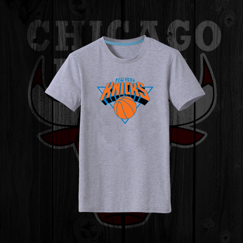 Knicks Fresh Logo Grey Men's Short Sleeve T-Shirt - Click Image to Close