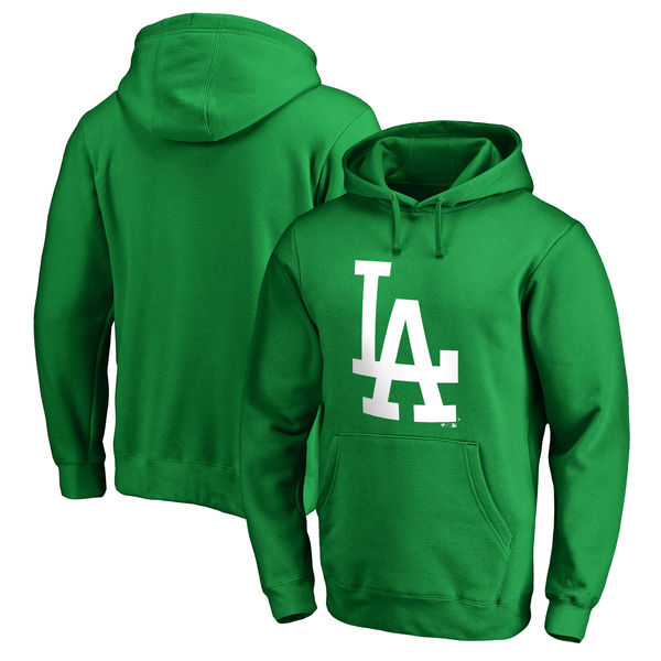 Men's Los Angeles Dodgers Fanatics Branded Kelly Green St. Patrick's Day White Logo Pullover Hoodie