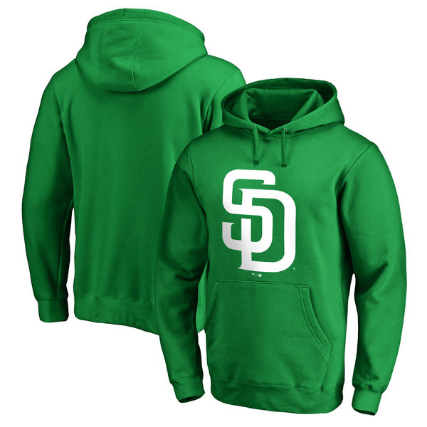 Men's San Diego Padres Fanatics Branded Kelly Green St. Patrick's Day White Logo Pullover Hoodie