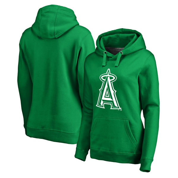 Women's Los Angeles Angels of Anaheim Fanatics Branded Kelly Green St. Patrick's Day White Logo Pullover Hoodie
