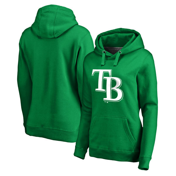 Women's Tampa Bay Rays Fanatics Branded Kelly Green St. Patrick's Day White Logo Pullover Hoodie