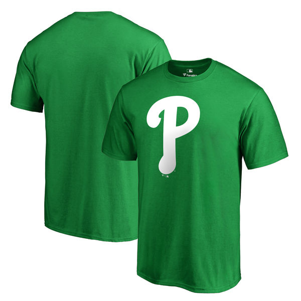 Men's Philadelphia Phillies Fanatics Branded Green Big & Tall St. Patrick's Day White Logo T-Shirt