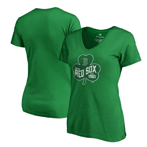 Women's Boston Red Sox Fanatics Branded Kelly Green Plus Sizes St. Patrick's Day Paddy's Pride T-Shirt - Click Image to Close