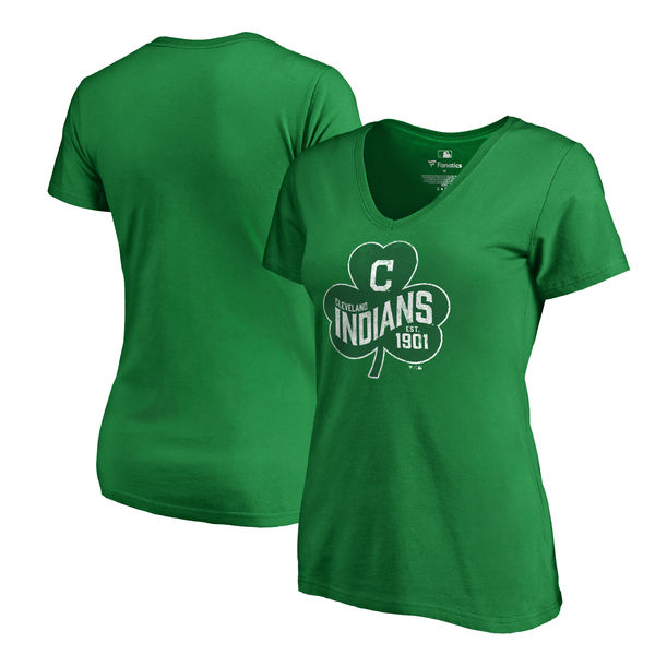 Women's Cleveland Indians Fanatics Branded Kelly Green Plus Sizes St. Patrick's Day Paddy's Pride T-Shirt
