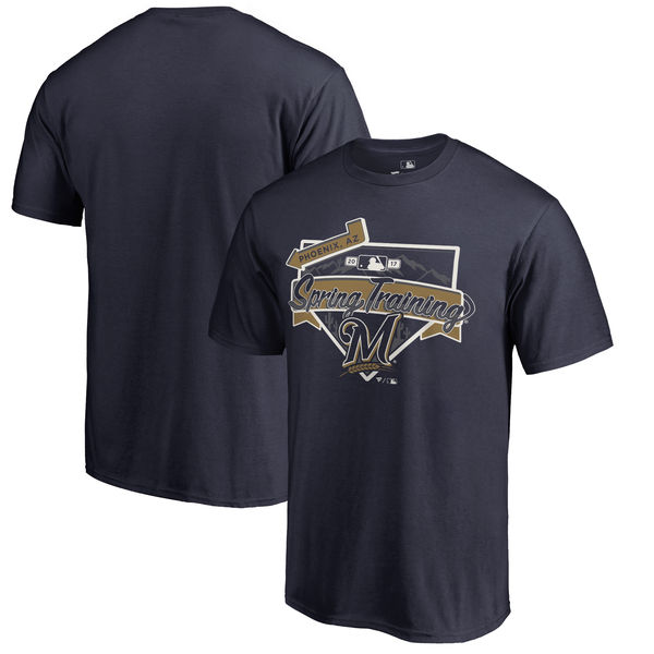 Men's Milwaukee Brewers Fanatics Branded Navy 2017 MLB Spring Training Logo T-Shirt
