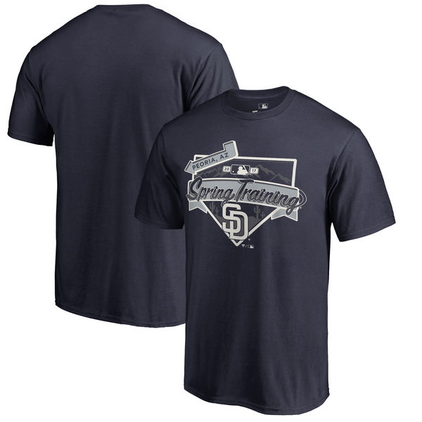 Men's San Diego Padres Fanatics Branded Navy 2017 MLB Spring Training Logo T-Shirt - Click Image to Close