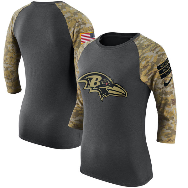 Baltimore Ravens Anthracite Salute to Service Women's Short Sleeve T-Shirt