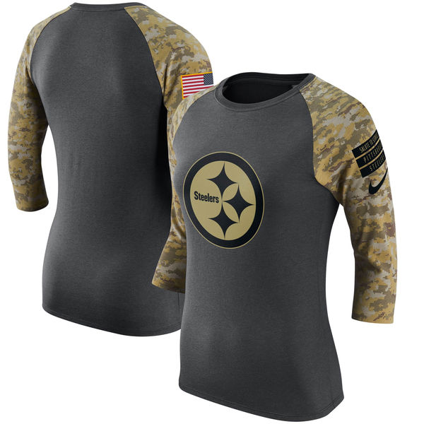 Pittsburgh Steelers Anthracite Salute to Service Women's Short Sleeve T-Shirt