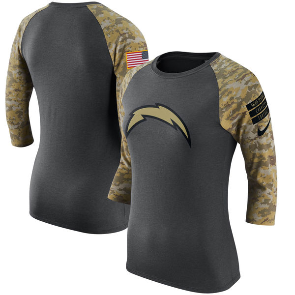 San Diego Chargers Anthracite Salute to Service Women's Short Sleeve T-Shirt