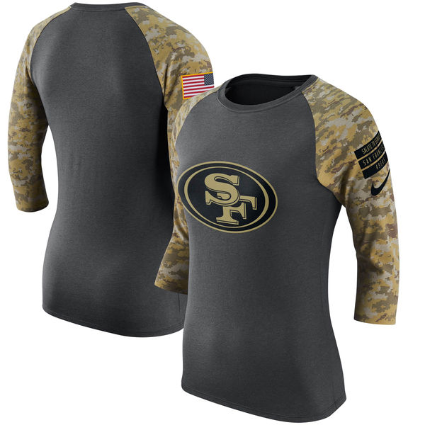 San Francisco 49ers Anthracite Salute to Service Women's Short Sleeve T-Shirt
