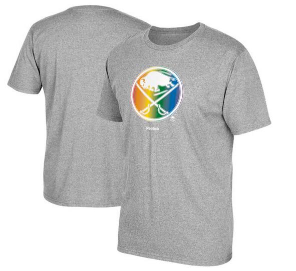 Buffalo Sabres Gray Reebok Rainbow Pride Men's Short Sleeve T-Shirt