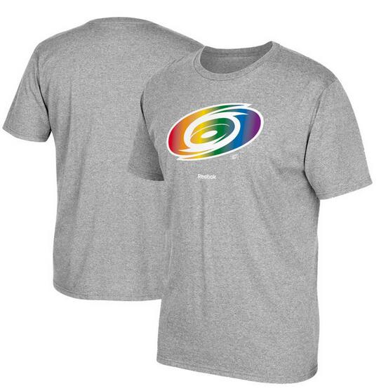 Carolina Hurricanes Gray Reebok Rainbow Pride Men's Short Sleeve T-Shirt