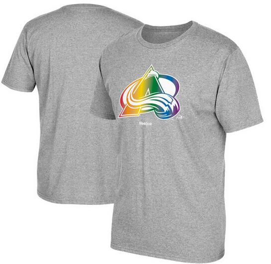 Colorado Avalanche Gray Reebok Rainbow Pride Men's Short Sleeve T-Shirt