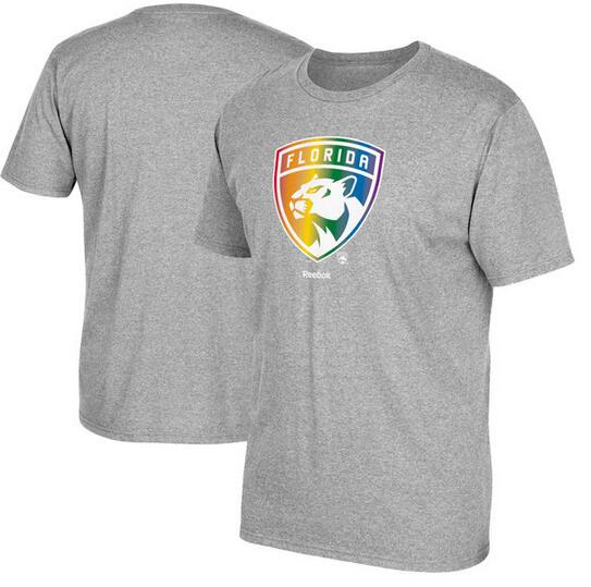 Florida Panthers Gray Reebok Rainbow Pride Men's Short Sleeve T-Shirt