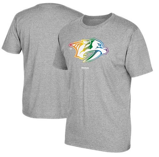 Nashville Predators Gray Reebok Rainbow Pride Men's Short Sleeve T-Shirt