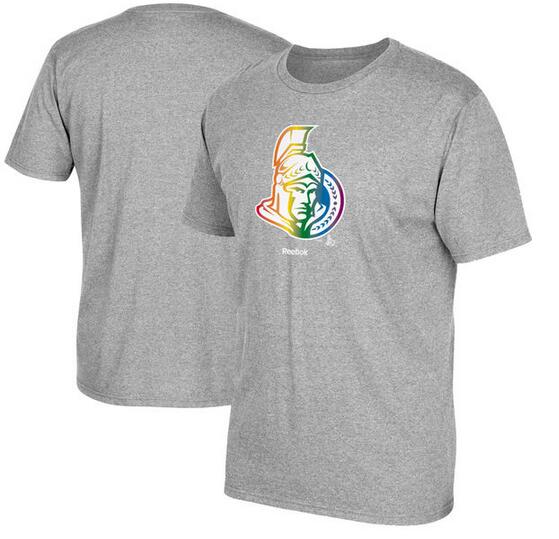 Ottawa Senators Gray Reebok Rainbow Pride Men's Short Sleeve T-Shirt