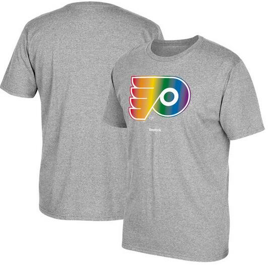 Philadelphia Flyers Gray Reebok Rainbow Pride Men's Short Sleeve T-Shirt