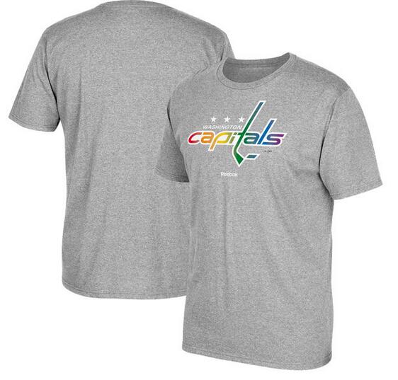 Washington Capitals Gray Reebok Rainbow Pride Men's Short Sleeve T-Shirt