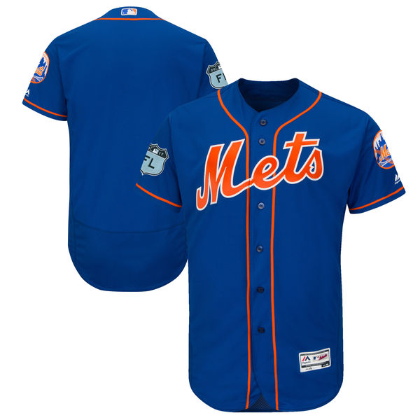 Mets Blank Royal 2017 Spring Training Flexbase Jersey - Click Image to Close