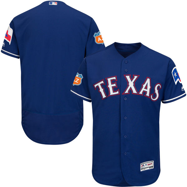 Rangers Blank Blue 2017 Spring Training Flexbase Jersey - Click Image to Close