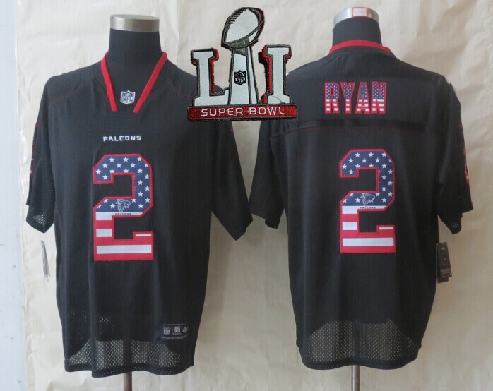 Nike Falcons 2 Matt Ryan USA Flag Fashion Black 2017 Super Bowl LI Elite Jersey - Click Image to Close